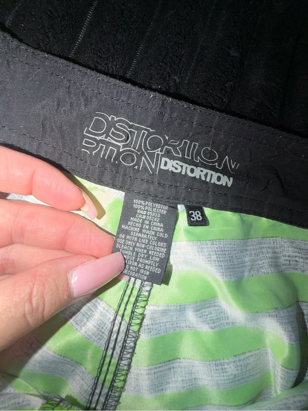 Men's Striped Green Blue Gray Swim Trunks